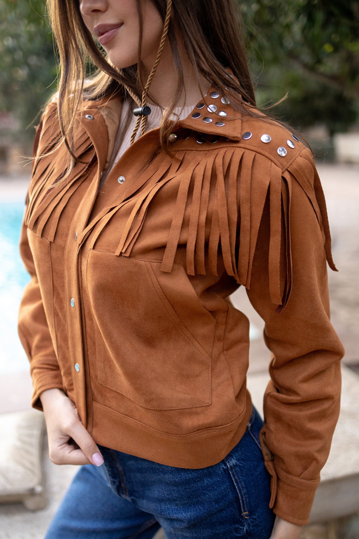 Brown Suede Fringed Jacket