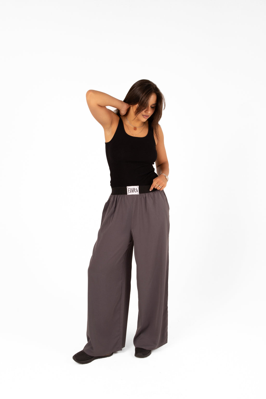 FlexFit High-Waist Wide-Leg Trousers - Grey